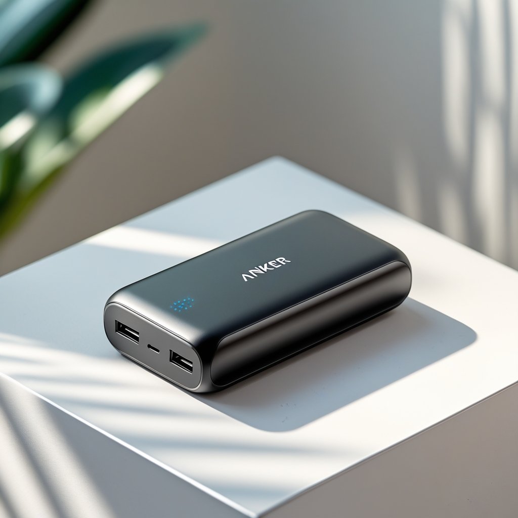 Review van de compacte Anker Nano Power Bank met ingebouwde connector.