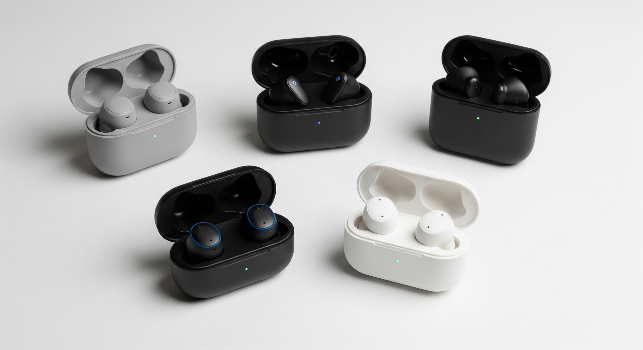 Een overzicht van vijf verschillende modellen draadloze oortjes, de beste keuzes onder de 100 euro.